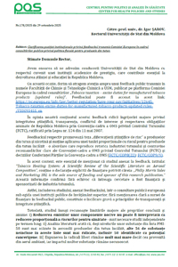 Apel către Rectorul Universității de Stat din Moldova privind clarificarea poziției instituționale la feedbackul public depus, din numele USM - Facultatea de Chimie și Tehnologie Chimică a Republicii Moldova, la Comisia Europeană referitor la Directiva privind accizele la produsele din tutun