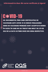 UE: Documentul prin care certificatele de vaccinare anti-COVID-19 ce indică finalizarea seriei de vaccinare primară sunt acceptate numai în cazul în care nu au trecut mai mult de 270 de zile de la data ultimei doze din seria respectivă